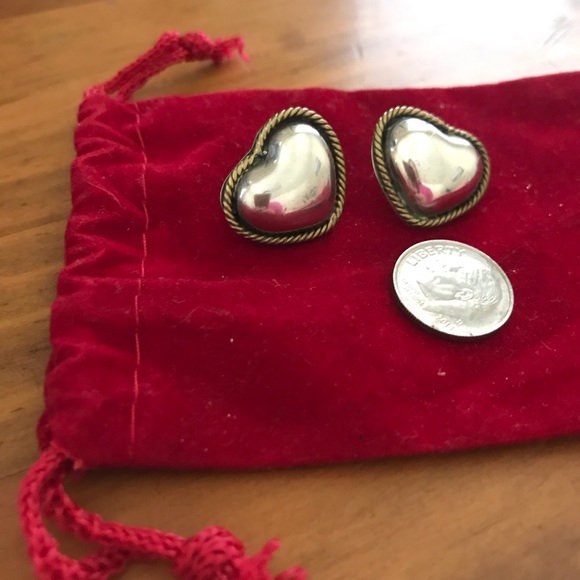 Sterling Heart Post Earrings - Picture 3 of 3